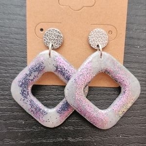 Free w/ purchase Translucent Clay Purple Glitter Post Dangle Earrings